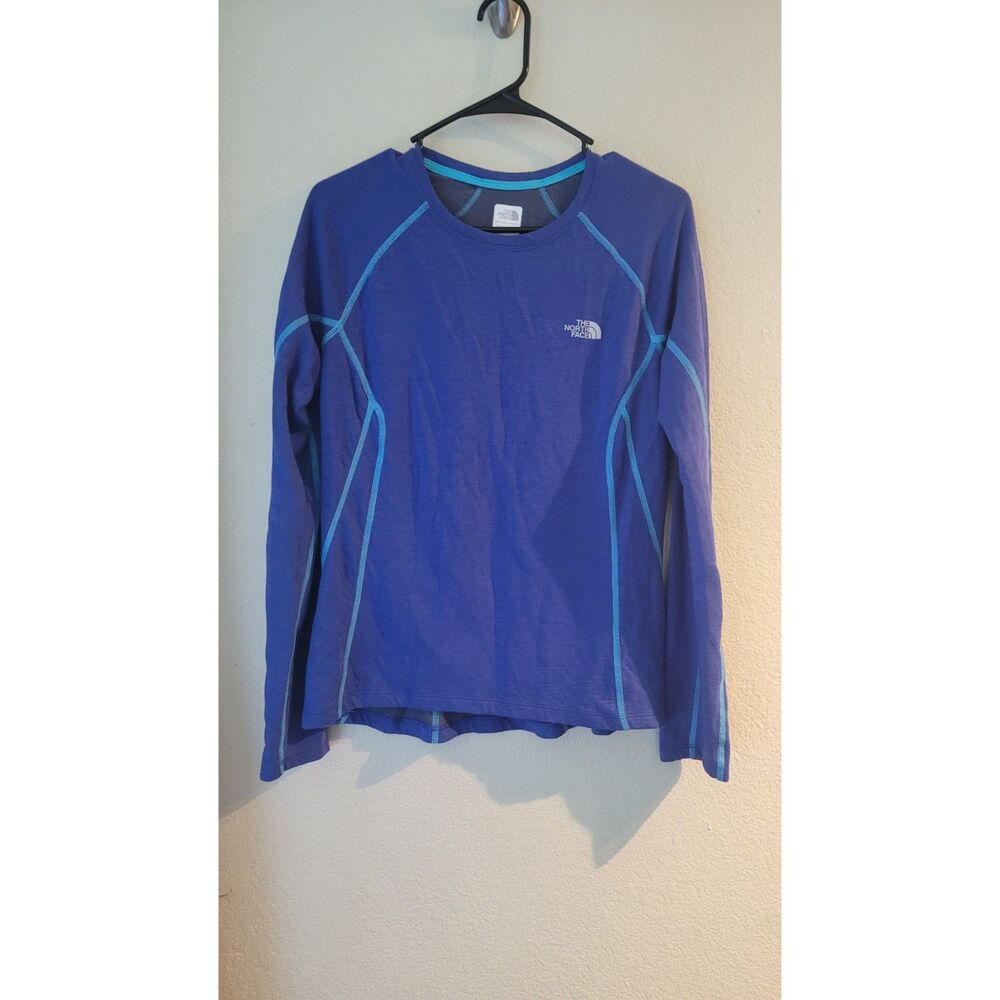The North Face Women's Blue Long Sleeve Merino Wool Blend Large Base layer